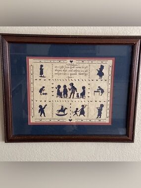 Vintage Designs W Scissors Children Hand-cut Glass & Wood Art